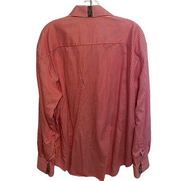 Robert Graham Striped Flip Cuff Shirt Mens Size 2XL Orange & White Cotton Button - Picture 3 of 10